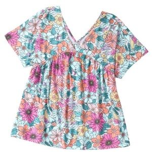 Summer Floral V-Neck Top